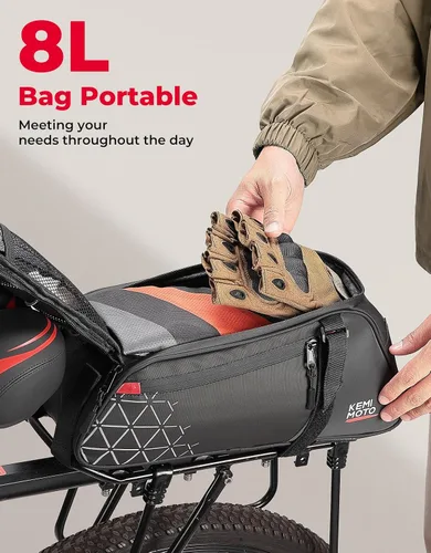 Vista 3 de KEMIMOTO Bolsa trasera para bicicleta – 8L PVC resistente al agua bolsas para bicicleta trasera de bicicleta, alforja para maletero de bicicleta