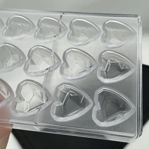 Vista 7 de Goldbaking Molde de chocolate con forma de corazón de diamante Bandeja de caramelo de policarbonato