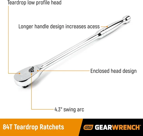 Vista 2 de GEARWRENCH - Trinquete de lágrima de 1/4 de pulgada, 84 dientes, 5" - 81011A-07