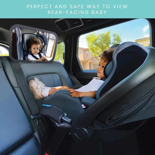 Vista 2 de Lulyboo Espejo grande para automóvil con rotación de 360 grados y correas ajustables, espejo trasero extra ancho para una conducción segura, se