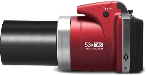 Vista 6 de MINOLTA MN53Z 16 MP / 1080P FHD Bridge Cámara digital con zoom óptico de 53x (Rojo) Paquete con tarjeta de memoria de 32GB + Bolsa para cámara + Kit