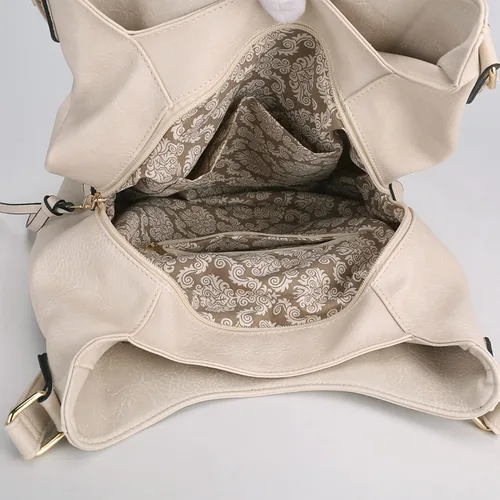 Vista 2 de Bolso para hombro Dourr para mujer, con múltiples bolsillos, bolso de mano moderno de cuero vegano