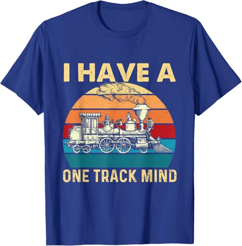 Vista 19 de Camiseta con texto en inglés "I Have A One Track Mind - Trainspotter Model Train Railroad, Negro, S