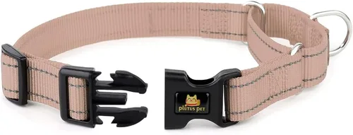Vista 2 de Collar reflectante de martingala de Plutus Pet con hebilla - Collar de entrenamiento duradero y ajustable para evitar tirones, collar de gargantilla