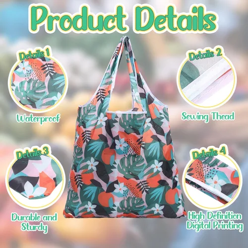 Vista 4 de Geyee 40 bolsas de compras reutilizables para comestibles, plegable, a granel, para cocina, impermeable, resistente, asa para regalo, bolsa de fiesta