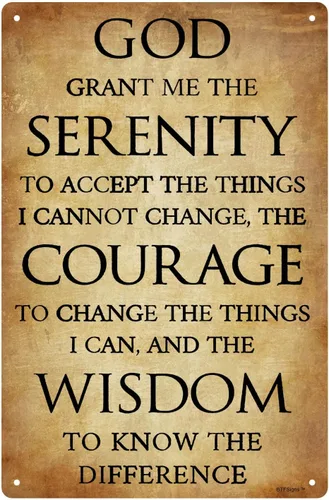 Vista 15 de Dios grant me the serenity - Letrero de metal vintage, arte de pared cristiano, letrero de oración de serenidad, 12 x 16 pulgadas A1