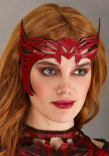 Vista 3 de Marvel - Disfraz oficial de la bruja escarlata para adultos, parte superior impresa de primera calidad con tren, pantalones y tocado de tela