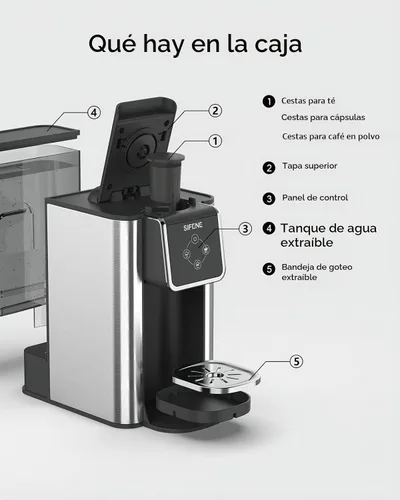 Vista 7 de SIFENE Cafetera de una sola porción 3 en 1, K-Pod y cafetera de té Negro