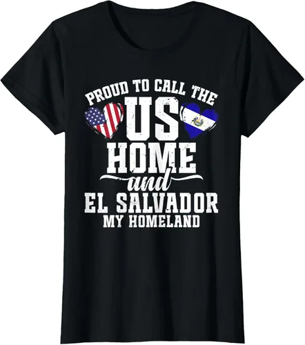 Vista 29 de Traje salvadoreño para hombre y mujer, camiseta de El Salvador con la bandera de Estados Unidos, Negro -, Pequeña