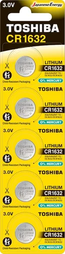 Vista 6 de Toshiba CR1632 - Paquete de ampolla resistente a los niños de celda de moneda de litio 3V (2 baterías)