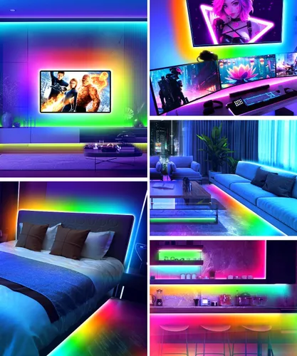 Vista 6 de MORIACC Luces LED para TV de 16.4 pies, retroiluminación LED para TV de 45 a 75 pulgadas, sincronización de música, tira LED que cambia