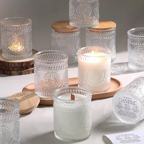 Vista 22 de DARJEN 10 tarros de vela de vidrio de 8 onzas con tapas, latas de velas Ámbar
