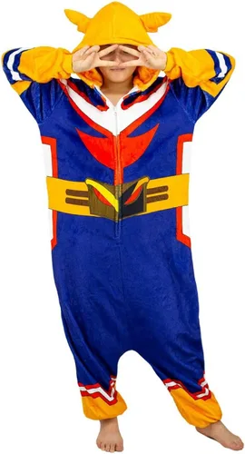 Vista 2 de Kuberas My Hero Academia All Might Pajamas Anime Jumpsuit Zipper Footed Cosplay Costume Unisex