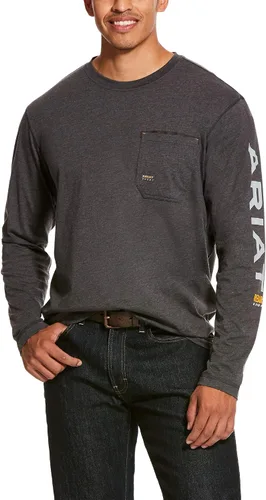 Vista 4 de Ariat Hombres Rebar Workman Logo Manga Larga Cuello Redondo Aguacate/Haya