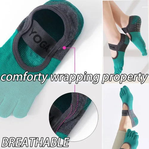 Vista 12 de CHUNFO Calcetines de agarre para mujer, calcetines de yoga para pilates, antideslizantes, teñido anudado, coloridos, de algodón, de compresión