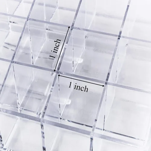 Vista 6 de Organizador de cosméticos y maquillaje transparente. Para labiales en barra, pinceles, frascos y más. Soporte transparente para estantes.
