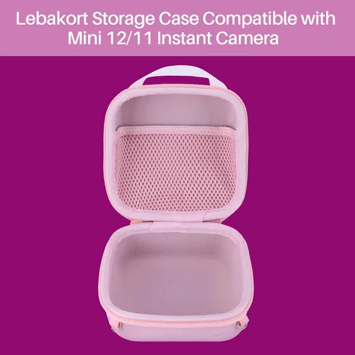 Vista 3 de Lebakort Funda de almacenamiento compatible con cámara instantánea Fujifilm Instax Mini 12/11 (funda rosa rubor)
