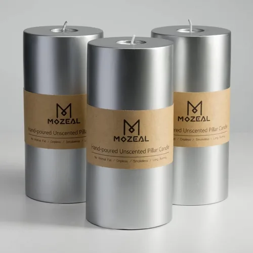 Vista 33 de MOZEAL Juego de 3 velas sin perfume vertidas a mano de 3 x 6 pulgadas, velas tipo pilar sin goteo, combustión de larga duración, aproximadamente 120