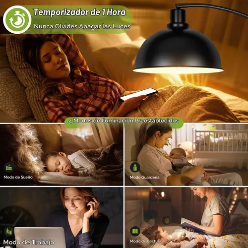 Vista 5 de Lámparas de pie de arco para sala de estar, moderna lámpara de pie alta con control remoto, lámpara de pie negra regulable continua con pantalla
