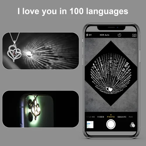 Vista 7 de Forever Rose with I Love You Heart Necklace 100 Languages Projection, Birthday Gifts for Women, Romantic Valentine Gifts for Girlfriend Wife Mom