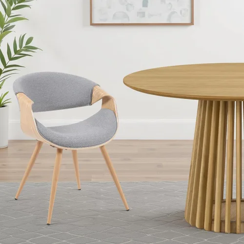 Vista 14 de Armen Living Silla de comedor de mariposa estilo mediados de siglo en acabado de nogal y tela azul - Juego de 4