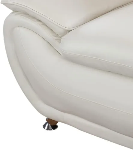 Vista 6 de Juego de sofá de sala de estar de cuero, sofá de cuero estilo moderno, sofás para sala de estar 3 piezas (blanco)