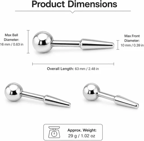 Vista 2 de 2.48" Elite Solid urethral Sonidos Plug Camilla Sex Toys