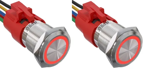 Vista 17 de APIELE Interruptor de botón de bloqueo de 0.748 in, 12 V CC, anillo de halo de ojo de ángel LED de 0.74 pulgadas, 1NO1NC SPDT con enchufe de cable
