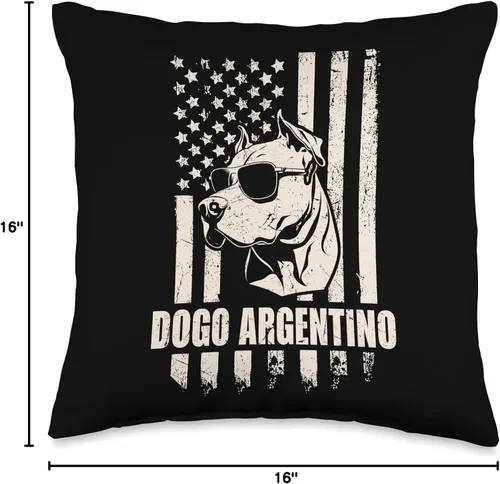 Vista 4 de Dogo Argentino Dog Sunglasses Gifts for Men Women Dogo Argentino American Flag USA - Cojín patriótico para amantes de los perros, 16 x 16 pulgadas