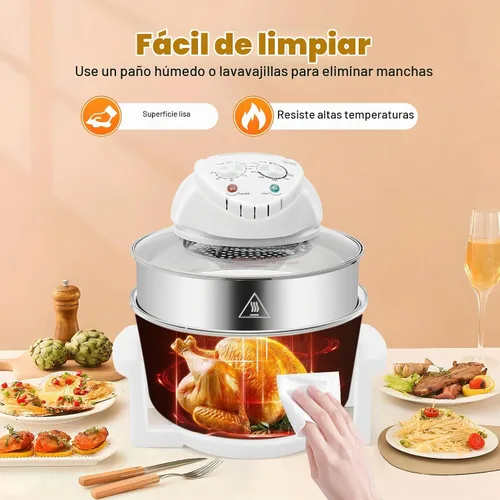 Vista 4 de Freidora de aire de vidrio con cesta visible de 17.96 cuartos de galón, cocina sin aceite de 1400 W, temperatura ajustable de 32 °F a 482 °F