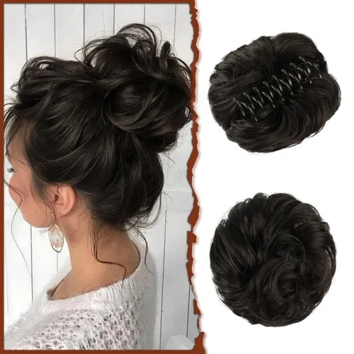 Vista 10 de SOFEIYAN Pinza de Gancho Extension de Cabello con Forma de Moño Desordenado, Cabello Ondulado y Rizado, Pinza de Gancho, Chignon, Cola de Caballo