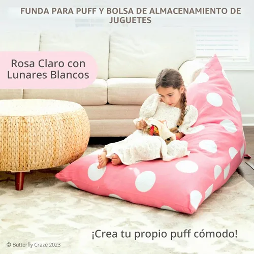 Vista 3 de Funda para silla con diseño de mariposa para niños y adolescentes, Lona, lunares rosado claro Lunares Rosa Claro