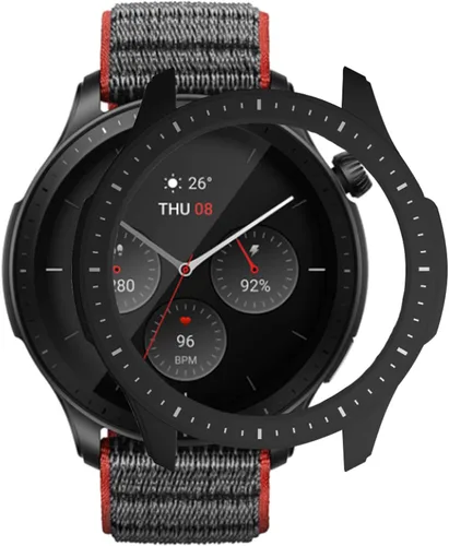 Vista 5 de Funda protectora para Amazfit GTR 4, a prueba de golpes, duradera, de policarbonato duro, accesorios para Amazfit GTR 4 Smartwatch (negro y blanco)