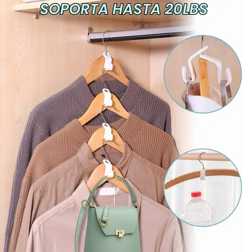Vista 4 de 100 piezas de colgador de ahorro de espacio – Conector de suspensión de ropa que ahorra espacio con ganchos apilables y conexión en cascada