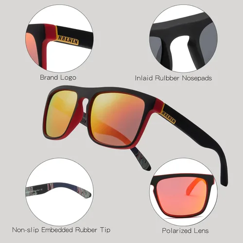 Vista 3 de RAKREN Gafas de sol polarizadas cuadradas para hombres y mujeres, clásicas, para pesca, conducción, deportes, para hombres, 100% protección UV