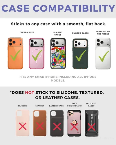 Vista 5 de LIFESTYLE DESIGNS The StickyWallet – Cartera de teléfono adhesivo de elastano premium para cualquier funda – Diseño único de doble bolsillo + correa