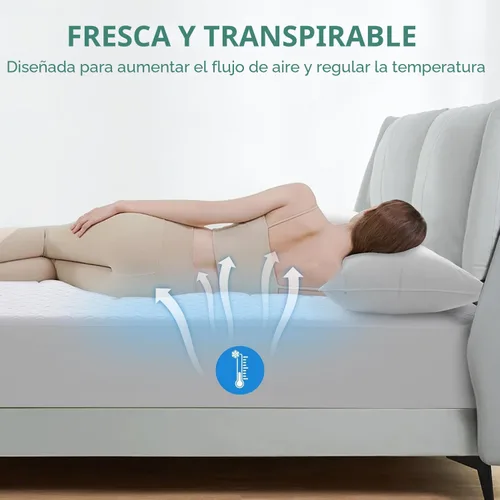 Vista 7 de MERITLIFE - Protector de colchón de bambú impermeable premium, suave y sin ruido, relleno con tela de aire 3D ultrasuave y transpirable, funda
