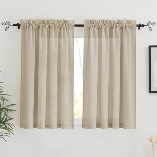 Vista 87 de RYB HOME - Cortinas de lino texturizado semitranslúcidas, privacidad media, filtro de luz, decoración de ventana para dormitorio/baño/sala de estar