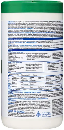 Vista 3 de Toallitas limpiadoras orgánicas con peróxido de hidrógeno Clorox Saalfeld tamaño L: 6.75 x 9 pulgadas (paquete de 570 unidades, 30824SPG 30824), 1