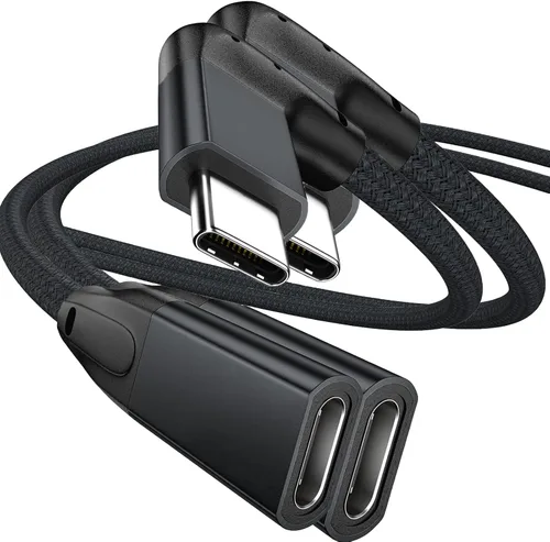 Vista 21 de UseBean Cable de extensión USB C en ángulo recto de 0.6 pies, 90 grados USB-C 3.2 Gen 2 20Gbps macho a hembra tipo C 4K cable extensor de video