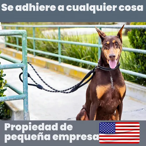 Vista 8 de Correa para perro de 6 pies, dos asas extra acolchadas, clip de mosquetón de bloqueo, reflectante para visibilidad nocturna, resistente a la Negro