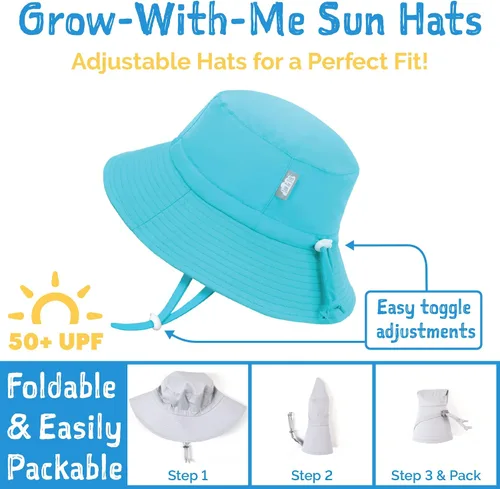Vista 3 de JAN & JUL Gorros de sol de algodón Grow-with-Me para niñas para bebés y niños