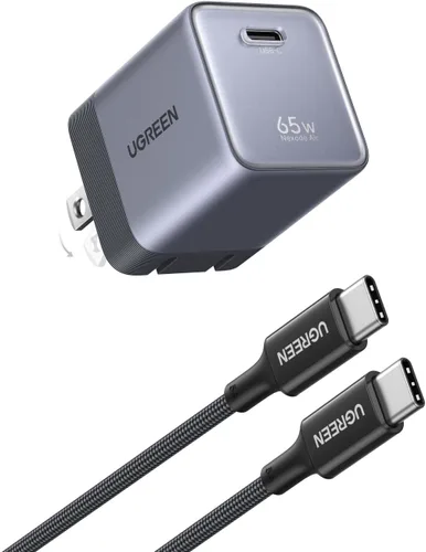 Vista 12 de UGREEN Nexode Air - Bloque de carga USB C GaN de 65 W con cable de 3.3 pies Blanco