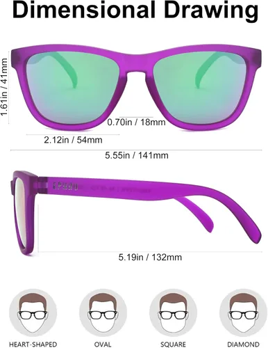 Vista 3 de EPHIU Lentes de sol deportivos polarizados para hombres y mujeres, lentes de espejo para correr, senderismo, ciclismo