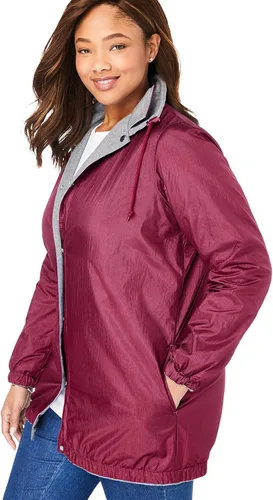 Vista 4 de Woman Within Chaqueta reversible de nailon de vellón para mujer de talla grande, Multi