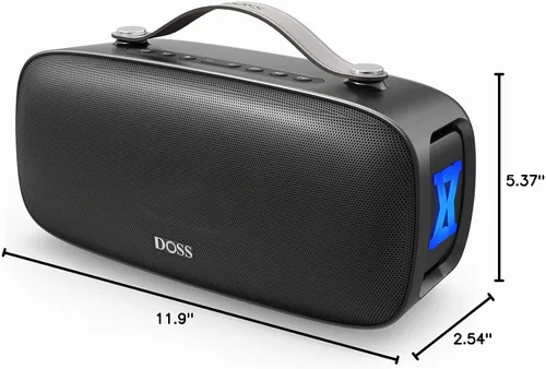 Vista 10 de DOSS Extreme Boom Pro D300 Altavoz Bluetooth, sonido estéreo inmersivo de 80 W, ecualizador profesional de 3 modos, tiempo de reproducción de 20