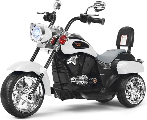 Vista 14 de Costzon Motocicleta para Niños, Motocicleta Chopper de Paseo Alimentada por Batería de 6V con Bocina, Faro, Juguetes de Paseo Estables de 3 Ruedas