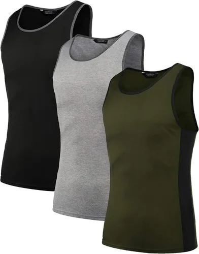 Vista 4 de COOFANDY Camisetas sin mangas de entrenamiento para hombre paquete de 3 camisetas de secado rápido gimnasio gimnasio entrenamiento deportes fitness