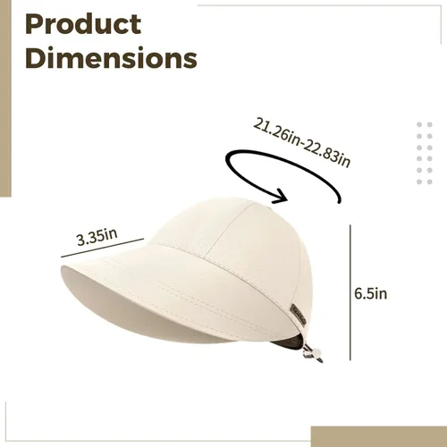 Vista 2 de Light Beige Adjustable Sun Hat for Women, Wide Brim for Hiking and Fishing