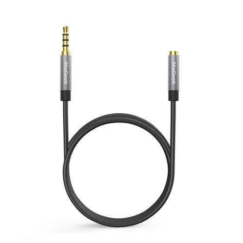 Vista 9 de MaGeek Cable de extensión auxiliar de audio de 0.138 in, TRRS de 4 polos, adaptador de extensión auxiliar macho a hembra compatible con Beats
